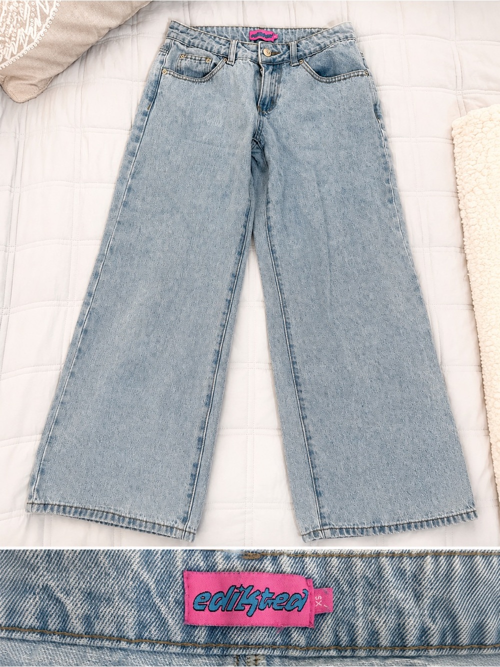 Edikted Petite Raelynn Washed Low Rise Baggy Jeans XS - Picture 6 of 6